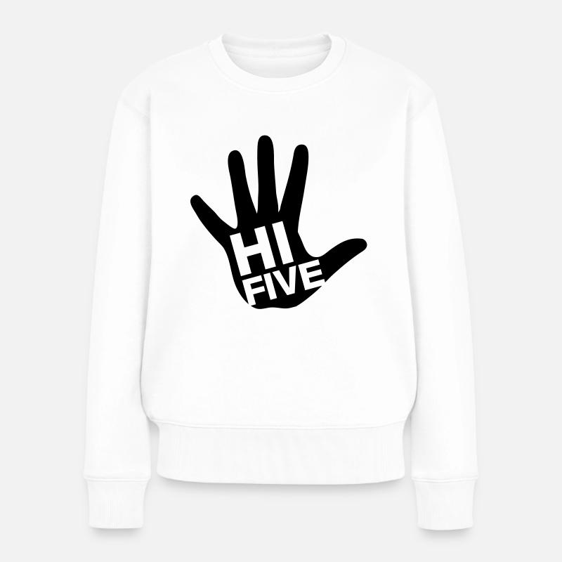 high_five_1__f1 - Frauen Premium Bio Pullover - Weiß