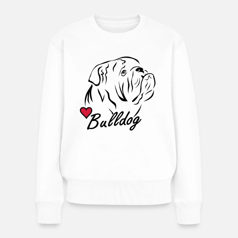 Bulldog ♥ - Frauen Premium Bio Pullover - Weiß