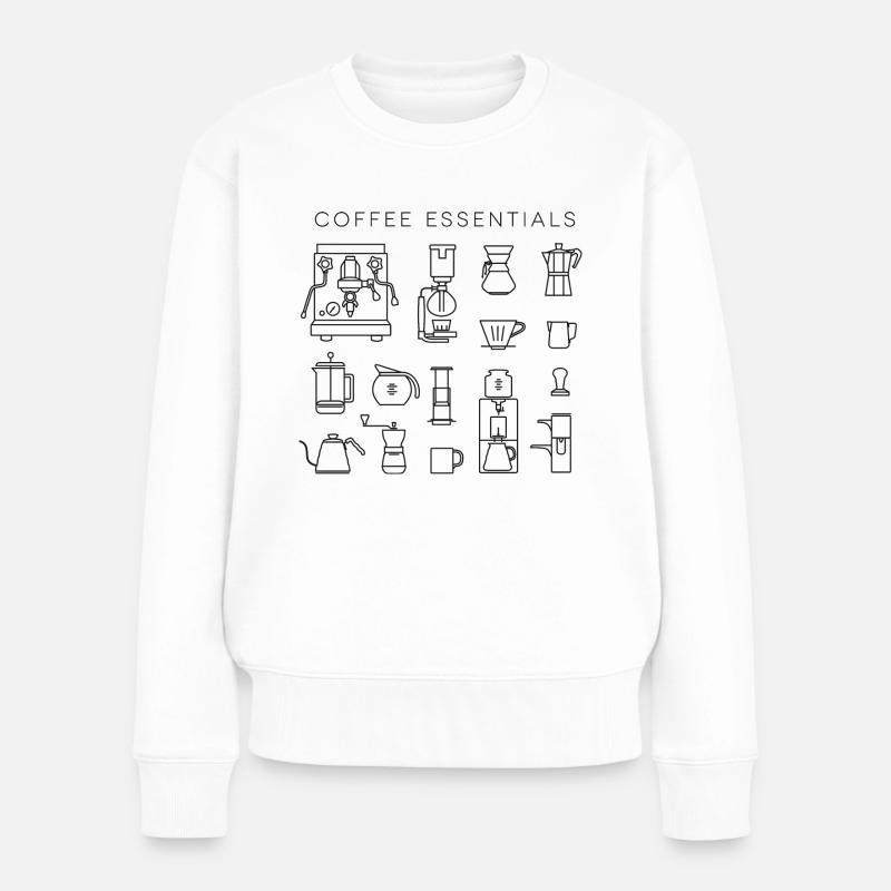 Hipster Coffee Essentials - Frauen Premium Bio Pullover - Weiß