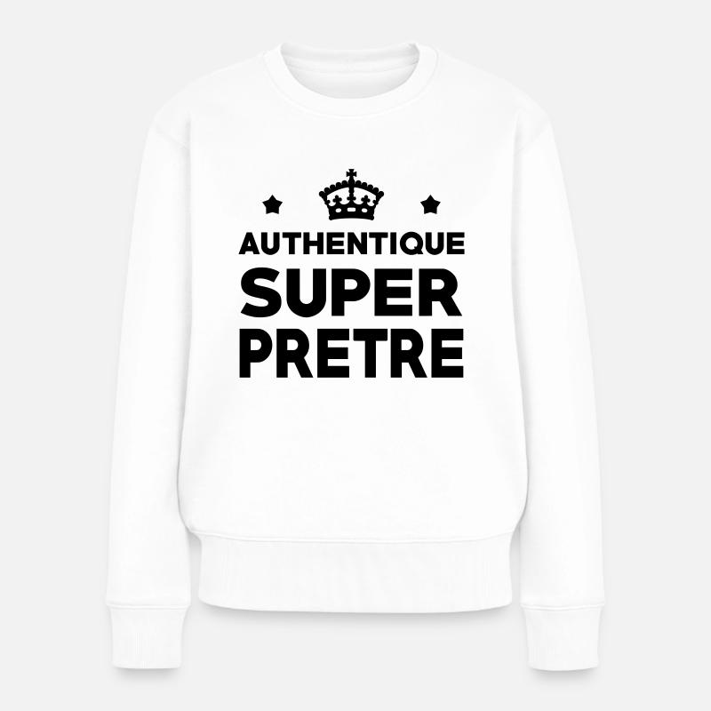 Prêtre / Pretre / Curé / Catho / Catholique - Pull Premium bio Femme - blanc