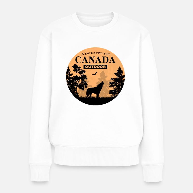 Canada - Wolf - Frauen Premium Bio Pullover - Weiß