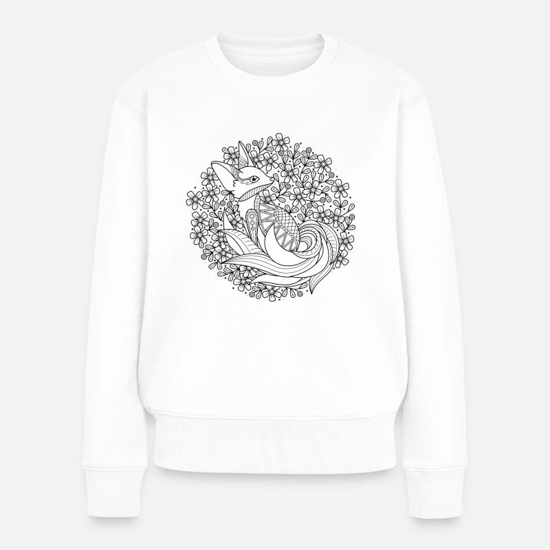 Fuchs. Fox. Mandala Style. - Frauen Premium Bio Pullover - Weiß