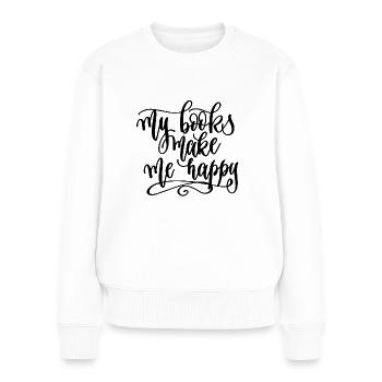 meine Bücher - Frauen Premium Bio Pullover - Weiß - Vorne - Julia (174cm)