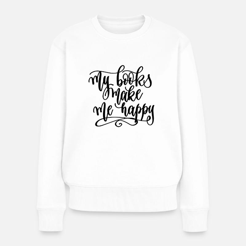meine Bücher - Frauen Premium Bio Pullover - Weiß