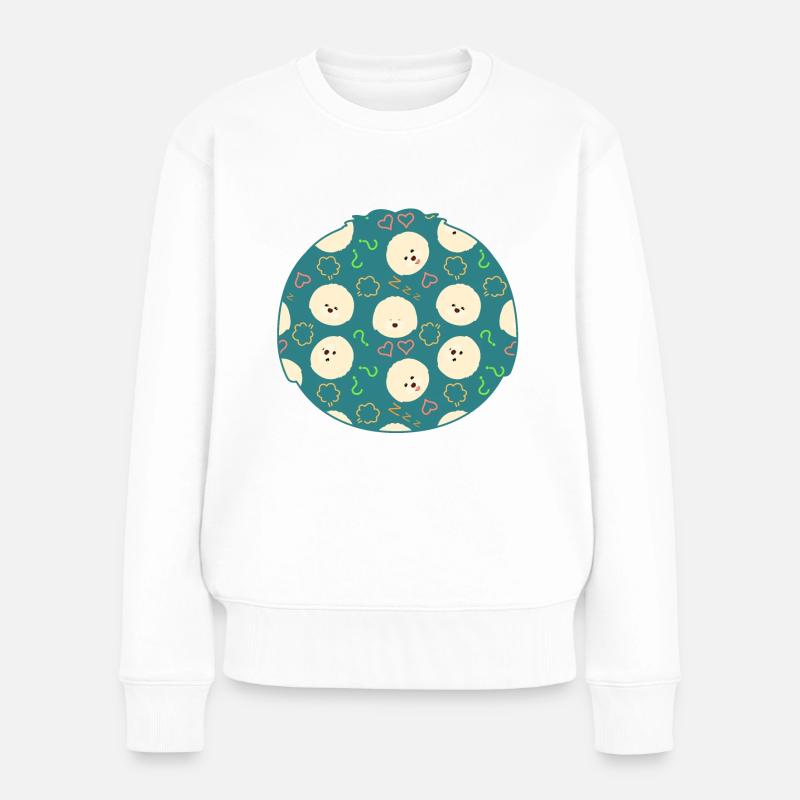 Bichon Frise Hund Emoji - Frauen Premium Bio Pullover - Weiß