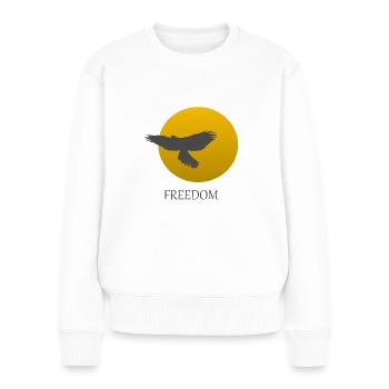 Oiseau oiseau de rapace Liberté - Pull Premium bio Femme - blanc - Devant - Julia (174cm)