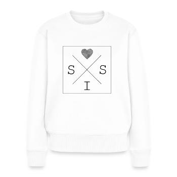 sis schwester love herz geschenkidee partnerlook - Frauen Premium Bio Pullover - Weiß - Vorne - Julia (174cm)