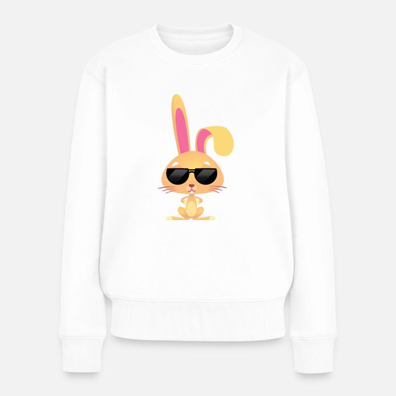 lapin cool et mignon avec des lunettes de soleil - Pull Premium bio Femme - blanc