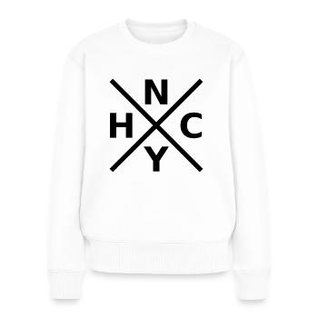 New York Hard Core Kunstdruck - Frauen Premium Bio Pullover - Weiß - Vorne - Julia (174cm)