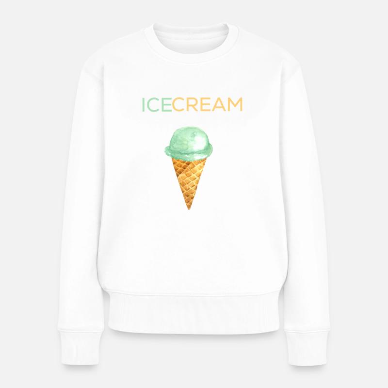 Ice Cream / Eiscreme - Women's Premium Organic Jumper - white