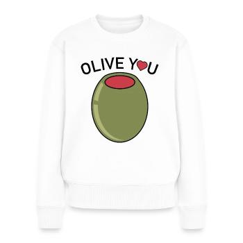 Olive You - Pull Premium bio Femme - blanc - Devant - Julia (174cm)