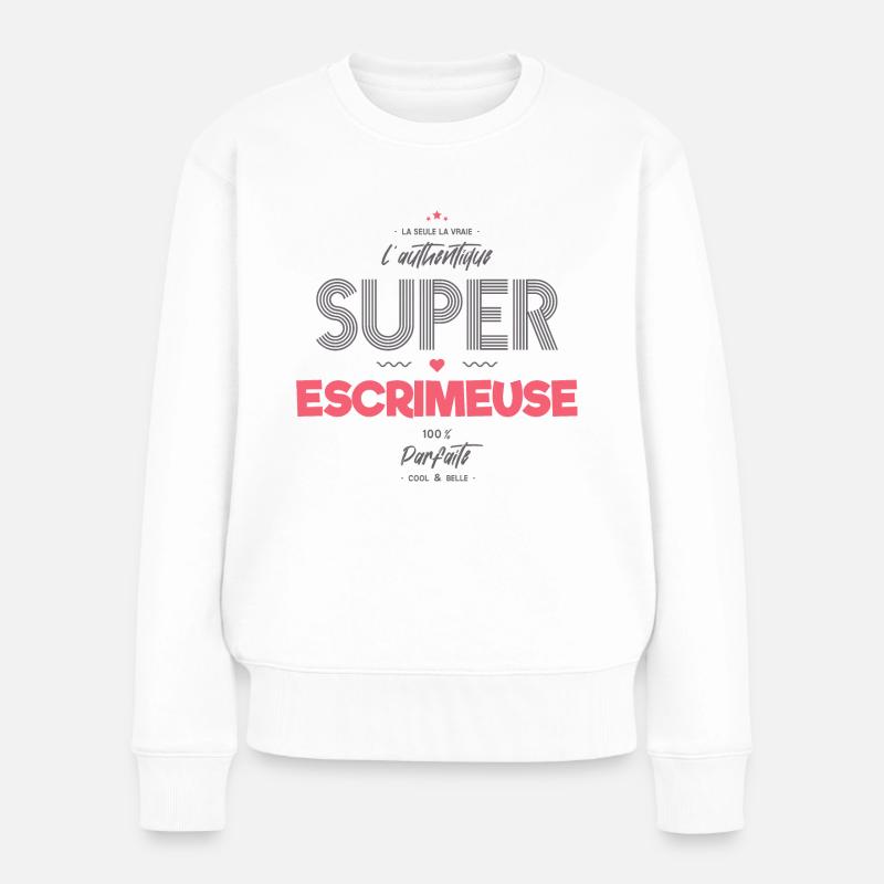 L authentique super escrimeuse - Pull Premium bio Femme - blanc