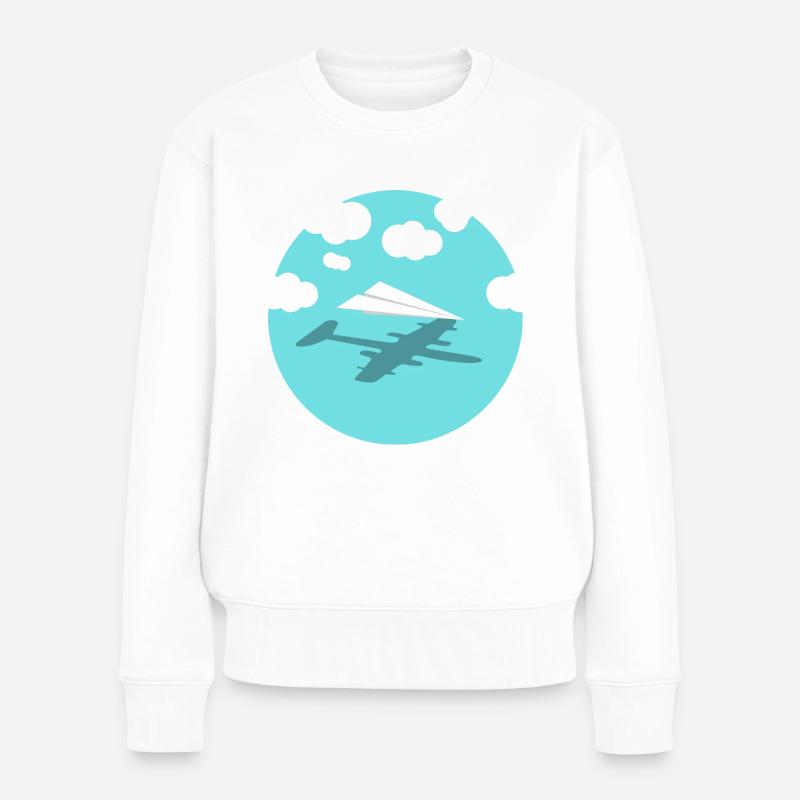 Flugzeug - Frauen Premium Bio Pullover - Weiß