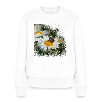 Eine Biene sammelt Pollen - Frauen Premium Bio Pullover - Weiß - Vorne - Julia (174cm)