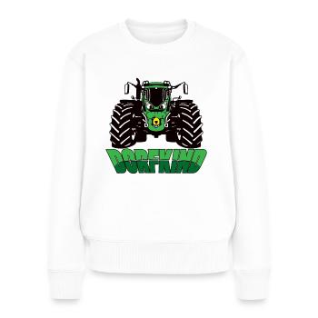 Dorfkind - Trecker, Traktor, Landwirtschaft, Agrar - Frauen Premium Bio Pullover - Weiß - Vorne - Julia (174cm)