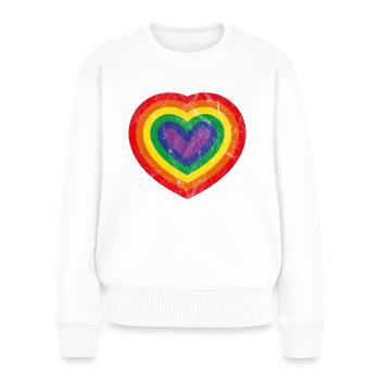 Konzentrischer Stolz Herz Vintage - Frauen Premium Bio Pullover - Weiß - Vorne - Julia (174cm)