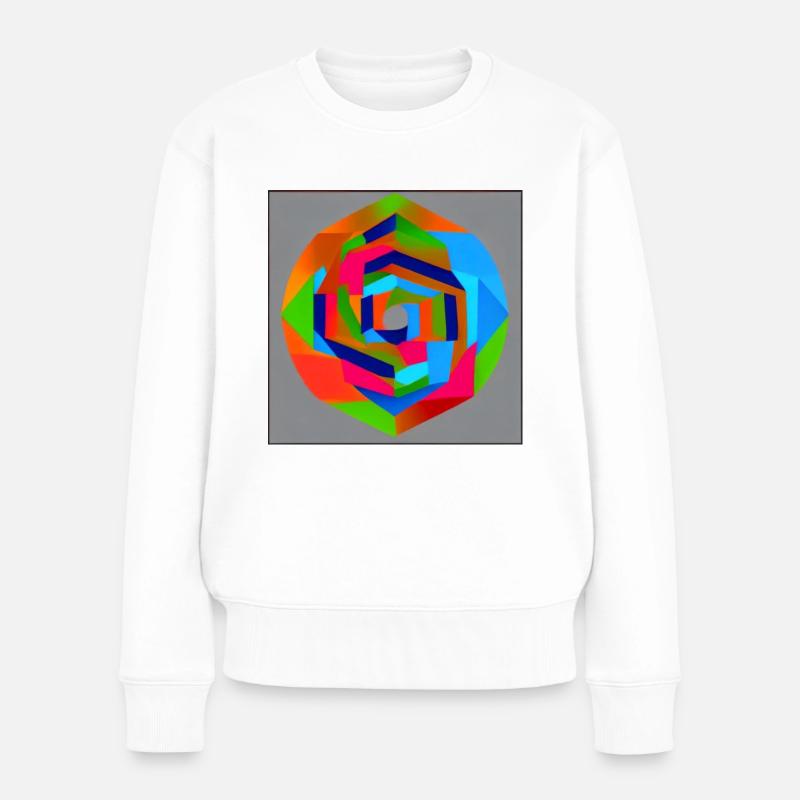 Abstrakte Geometrie Rose - Frauen Premium Bio Pullover - Weiß