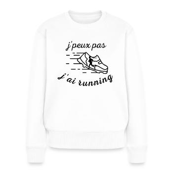 Je ne peux pas, j'ai running - Pull Premium bio Femme - blanc - Devant - Julia (174cm)