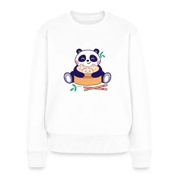 Panda mit Dim Sum - Frauen Premium Bio Pullover - Weiß - Vorne - Julia (174cm)