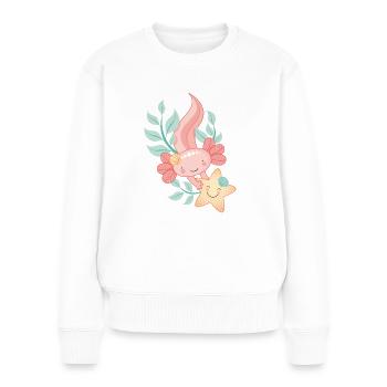 Axolotl mit Seestern - Frauen Premium Bio Pullover - Weiß - Vorne - Julia (174cm)