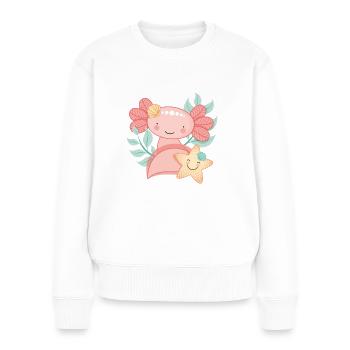 Axolotl mit Seestern - Frauen Premium Bio Pullover - Weiß - Vorne - Julia (174cm)