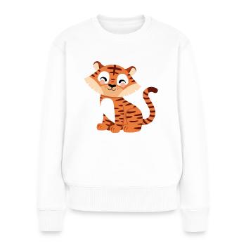 mignon tigre - Pull Premium bio Femme - blanc - Devant - Julia (174cm)