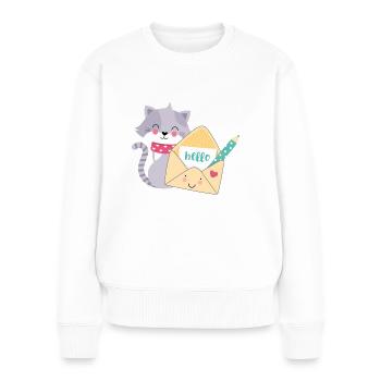 Katzen-Post - Frauen Premium Bio Pullover - Weiß - Vorne - Julia (174cm)