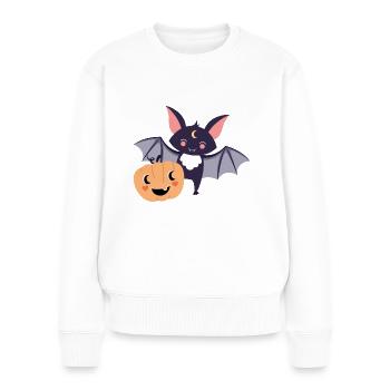 Bat with pumpkin - Women's Premium Organic Jumper - white - Front - Julia (174cm)
