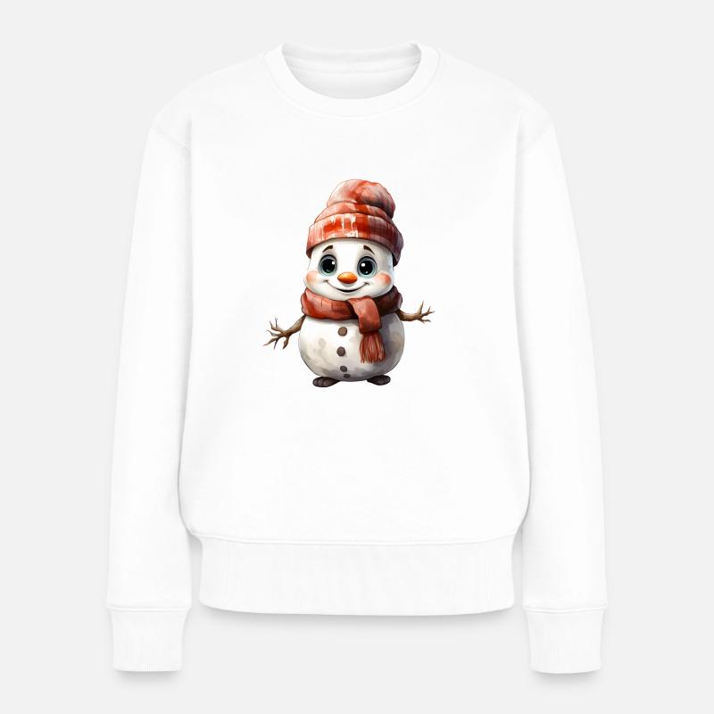Schneemann - Frauen Premium Bio Pullover - Weiß