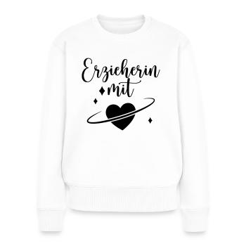 Erzieherin mit Herz - Frauen Premium Bio Pullover - Weiß - Vorne - Julia (174cm)
