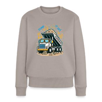 Muldenkipper mit musikalischem Rhythmus - Frauen Premium Bio Pullover - Taupe - Vorne - Julia (174cm)