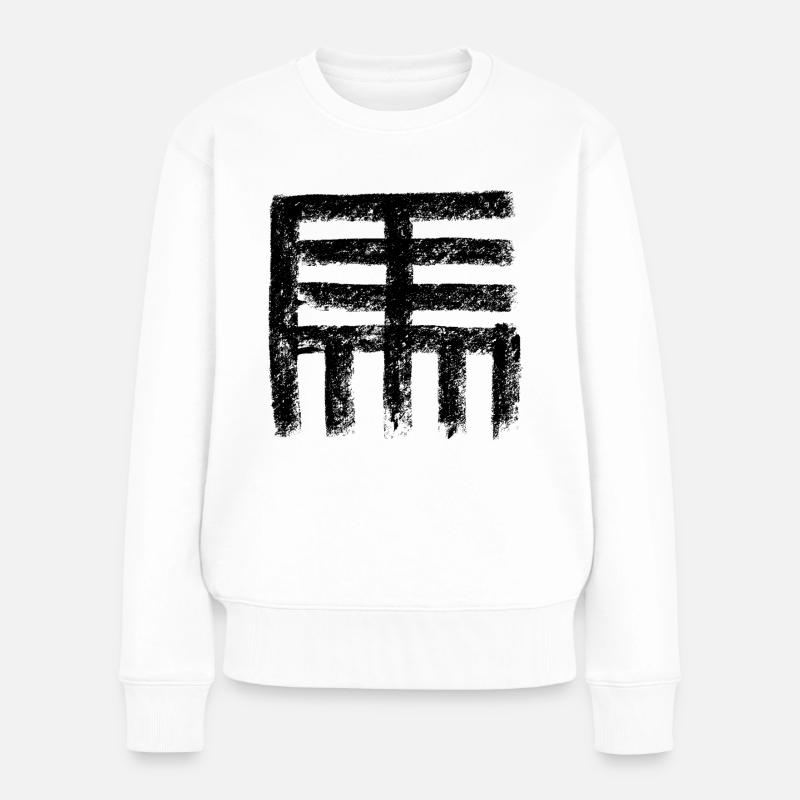 Pferd (Chinesisches Tierkreiszeichen) - Frauen Premium Bio Pullover - Weiß