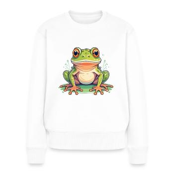 Grenouille - Pull Premium bio Femme - blanc - Devant - Julia (174cm)