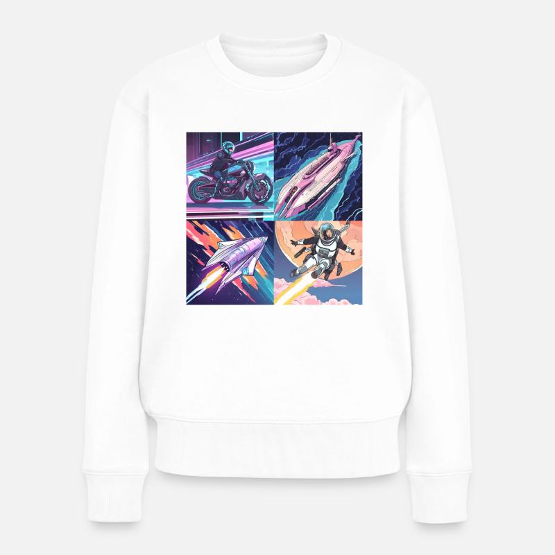 Zunkunft im Weltall - Frauen Premium Bio Pullover - Weiß
