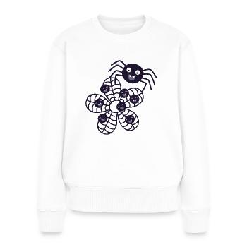 Spinne mit Spinnennetz mit Babyspinnen - Frauen Premium Bio Pullover - Weiß - Vorne - Julia (174cm)