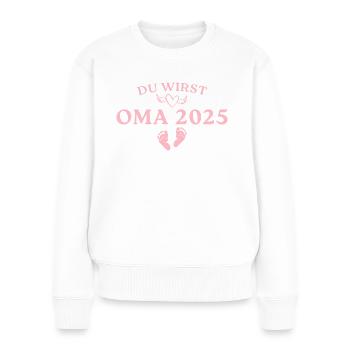 Schwangerschaft verkünden 2025 Werdende Oma - Frauen Premium Bio Pullover - Weiß - Vorne - Julia (174cm)