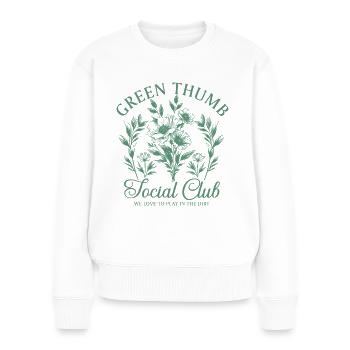 Garten Green Thumb Social Club Hobby Gärtnerin - Frauen Premium Bio Pullover - Weiß - Vorne - Julia (174cm)