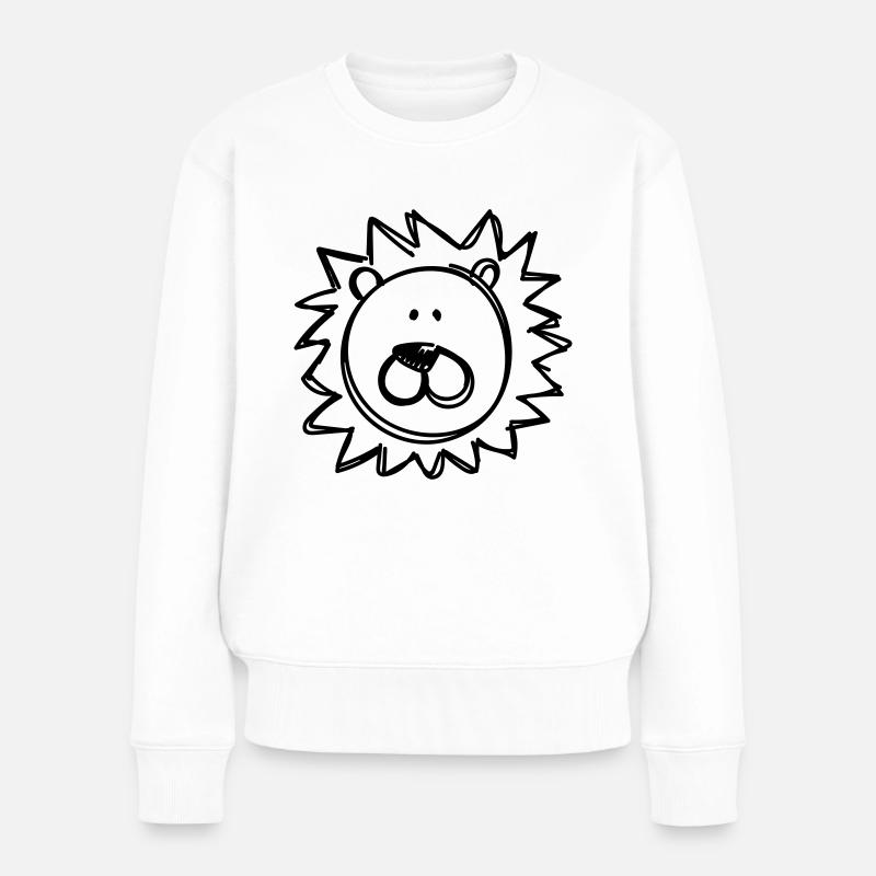 Löwe Zeichnung - Frauen Premium Bio Pullover - Weiß