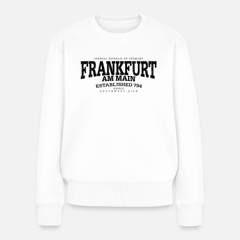 Frankfurt am Main (black oldstyle Edt. '13) - Frauen Premium Bio Pullover - Weiß