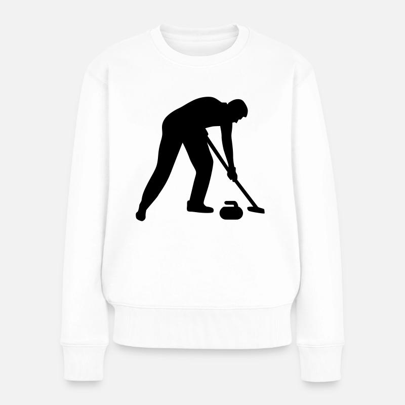 Curling - Frauen Premium Bio Pullover - Weiß