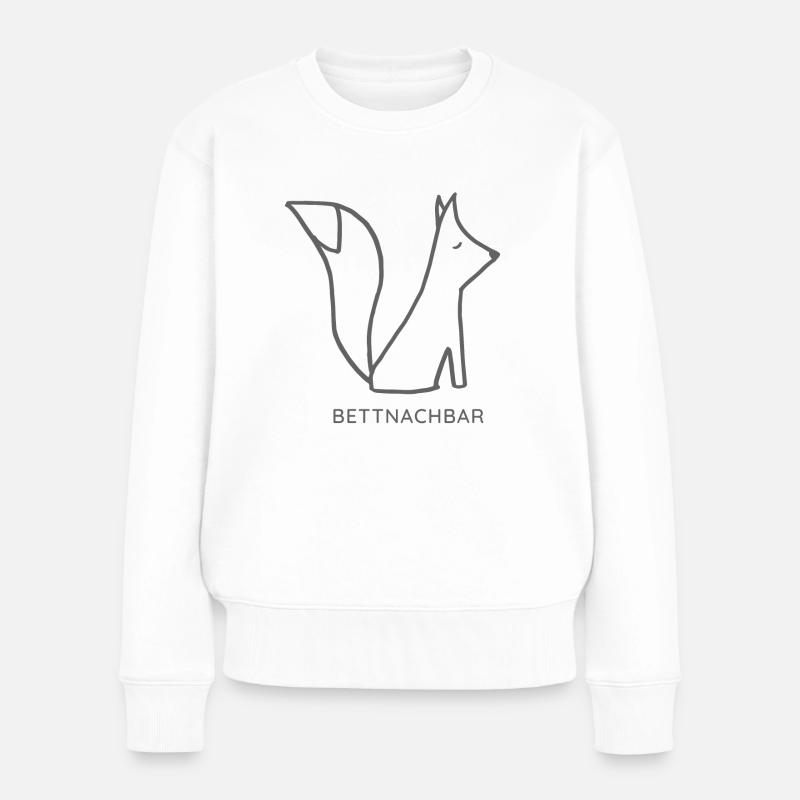 Bettnachbar Fuchs links - Frauen Premium Bio Pullover - Weiß
