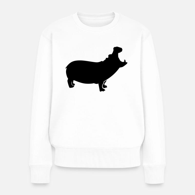 Nilpferd - Frauen Premium Bio Pullover - Weiß