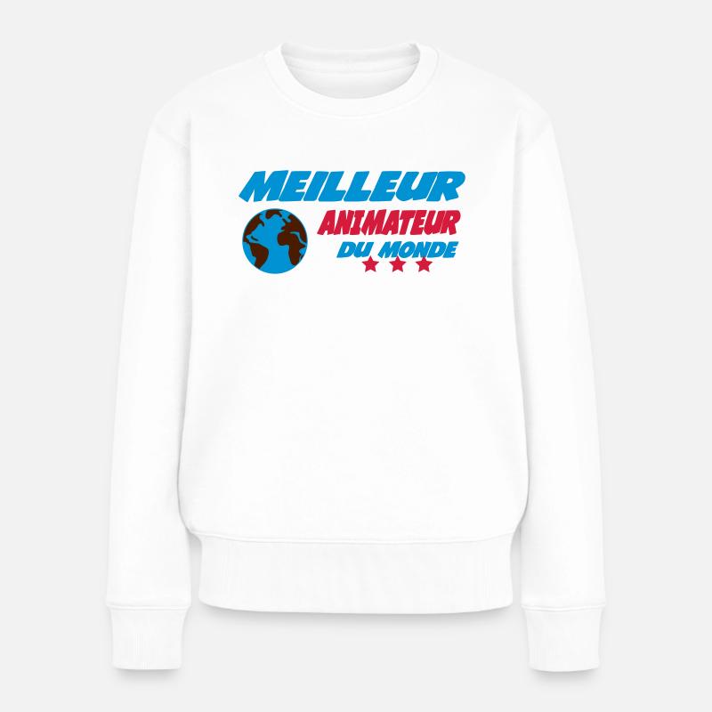 Meilleur animateur du monde - Frauen Premium Bio Pullover - Weiß