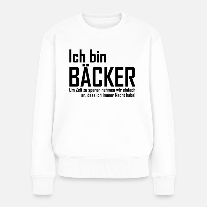 ich bin bäcker - Frauen Premium Bio Pullover - Weiß