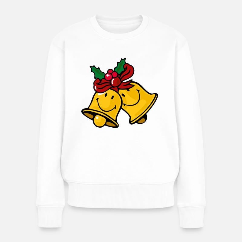 Smiley Christmas Bells - Frauen Premium Bio Pullover - Weiß