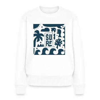 Surfen - Frauen Premium Bio Pullover - Weiß - Vorne - Julia (174cm)