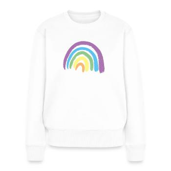 RAINBOW - REGENBOGEN - REGENBOGENFARBEN - Frauen Premium Bio Pullover - Weiß - Vorne - Julia (174cm)