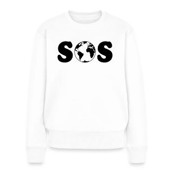 SOS – Earth Overshoot Day / Climate Change (B SVG) - Women's Premium Organic Jumper - white - Front - Julia (174cm)