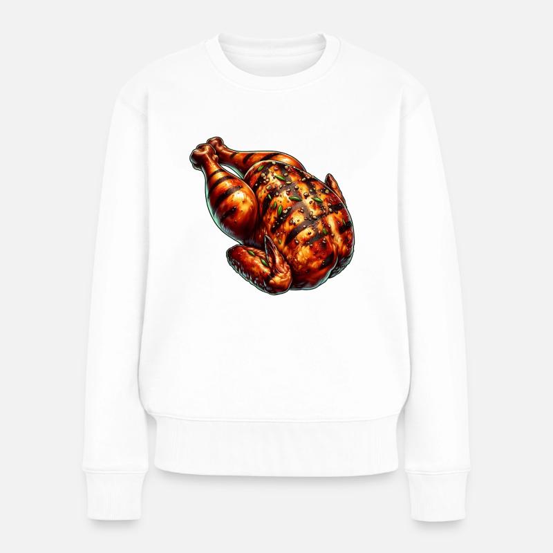Hähnchen - Frauen Premium Bio Pullover - Weiß