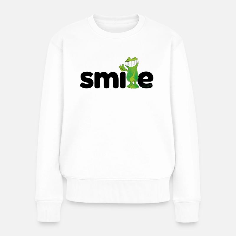 Janosch Günter Kastenfrosch Smile-Design - Frauen Premium Bio Pullover - Weiß
